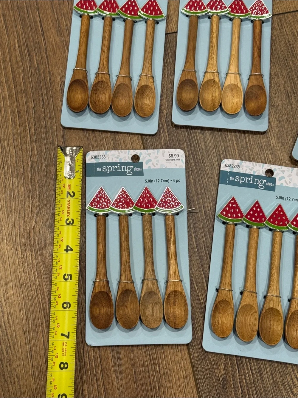 Spring Collection Wooden Kids' Spoon Set with Watermelon Decor - Natural Wood